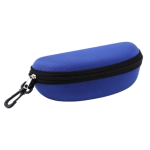 Hard case etui i blå nylon med sort praktisk krog