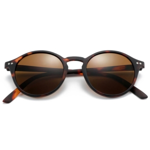 Skildpaddebrun rund solbrille med styrke til herrer og damer