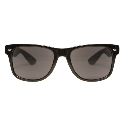 Sort wayfarer solbrille med styrke til damer og herrer