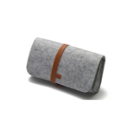 Filt etui | Lysegrå med P.U. læderluk