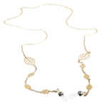 Brillensnor | Guldfarvet metalkæde m. blad